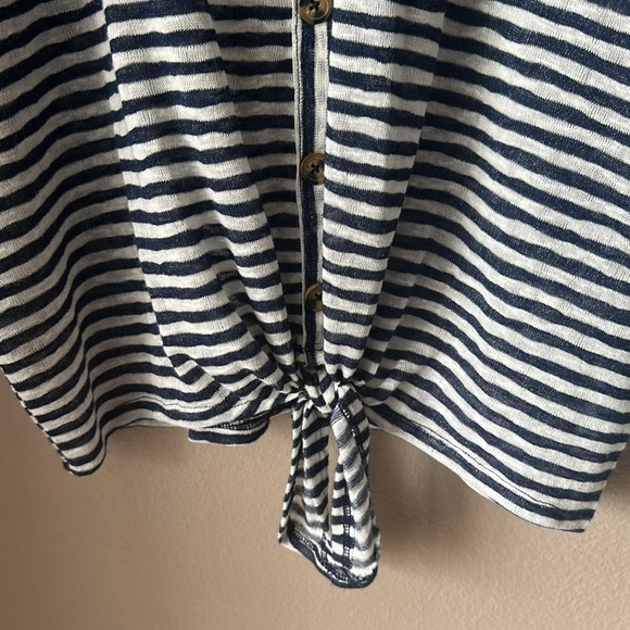 NWT A.N.A. Navy Stripe Tie Front Dolman Sleeve Top - Picture 5 of 7